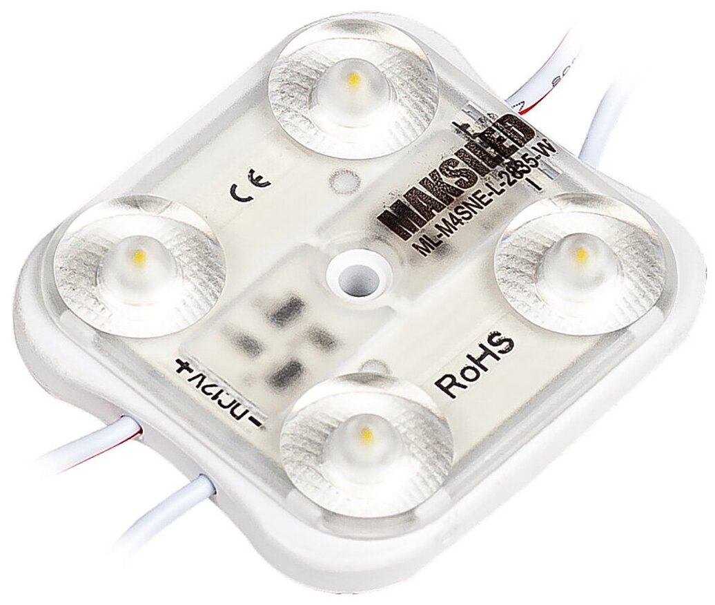 Светодиодный модуль MAKSILED ML-M4SNE-L-2835-W 1.2Вт, 12В, IP67, SMD2835 4LED, 180лм, холодный белый, набор 20 шт.