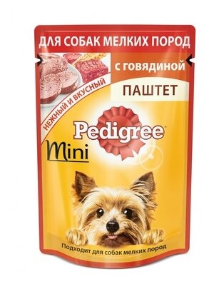 Pedigree Паучи для взрослых собак миниатюрных пород паштет с говядиной 80г 1022266610245069 0,08 кг 43505 (18 шт)