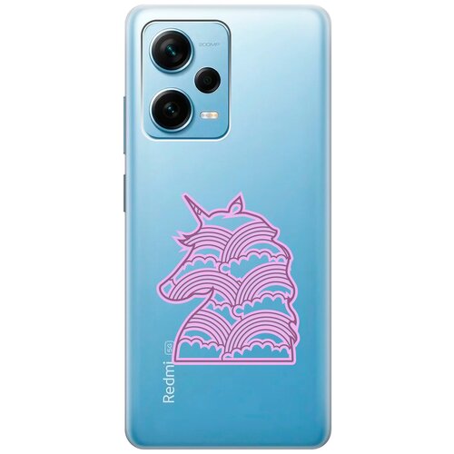 Силиконовый чехол с принтом Rainbow Unicorn для Xiaomi Redmi Note 12 Pro / Note 12 Pro+ / Note 12 Explorer Edition