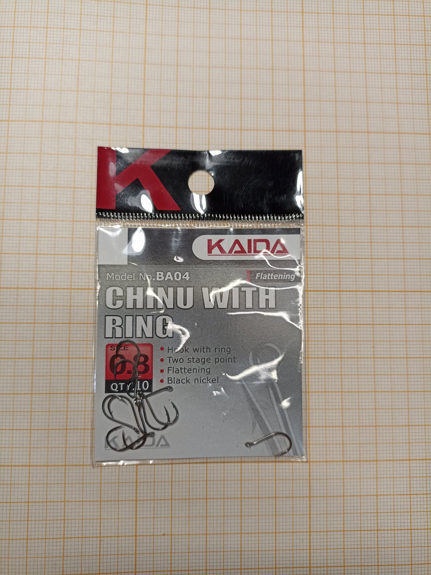 Набор крючков рыболовных с кольцом Kaida Chinu with ring Size-0.8 Qty-10