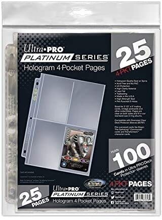 Упаковка 25 листов Ultra-Pro Platinum Series Hologram 4-Pocket Pages для карт MTG, Pokemon
