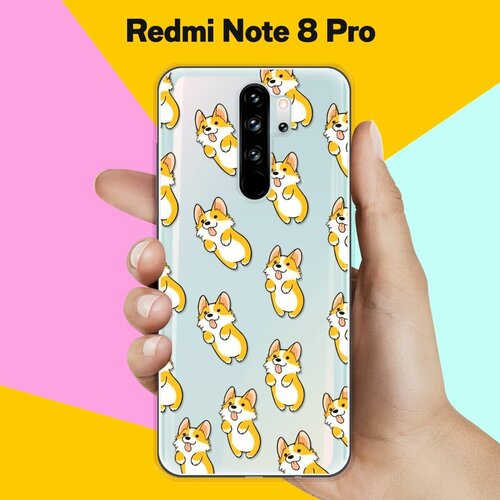 Силиконовый чехол Узор из корги на Xiaomi Redmi Note 8 Pro силиконовый чехол корги ван гога на xiaomi redmi note 8 pro