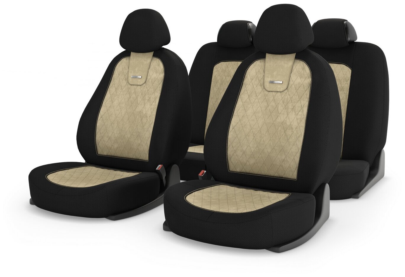 Универсальные чехлы на автомобильные сиденья CarFashion COLOMBO бежевый/черный/бежевый