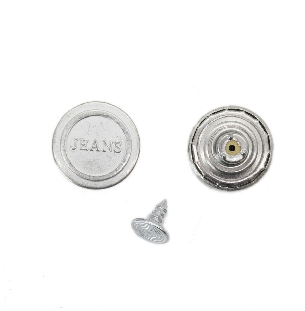 Пуговицы для джинсов 18 мм, Айрис 'JEANS', фиксированная ножка, металл (никель), 50 шт