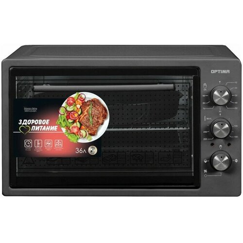Optima Мини-печь OPTIMA OF-36BL 1300 Вт 36 л таймер 2 противня чёрная 1013700₽