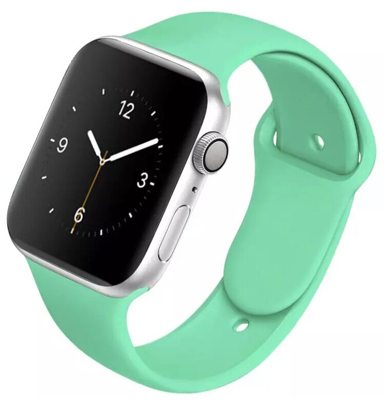 Силиконовый ремешок для Apple Watch 42/44/45 mm, бирюзовый, размер m/l