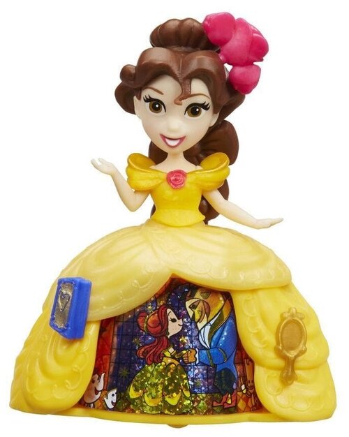 Кукла Hasbro Disney Princess Маленькое королевство Белль в волшебном платье, 8 см, B8964