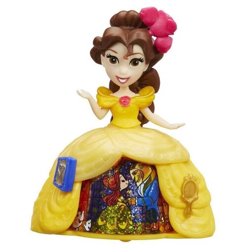 Кукла Hasbro Disney Princess Маленькое королевство Белль в волшебном платье, 8 см, B8964 кукла hasbro disney princess маленькое королевство тиана в волшебном платье 8 5 см b8963