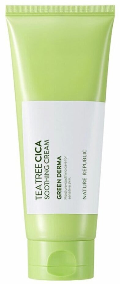 Nature Republic Green Derma Tea Tree Cica Soothing Cream Успокаивающий крем для проблемной кожи лица с центеллой и зеленым чаем, 100 мл