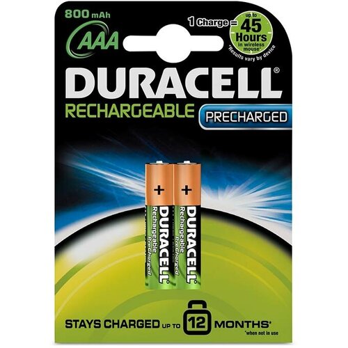 Комплект аккумуляторных батареек Duracell DX2400 HR03-2BL AAA 800 mAh батарейка аккумуляторная aaa camelion hr03 блистер в упаковке 2 шт емкость 800 мач