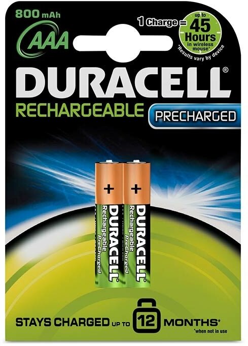 Комплект аккумуляторных батареек Duracell DX2400 HR03-2BL AAA 800 mAh