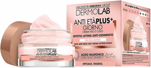 Крем дневной для лица и шеи, лифтинг эффект, Dermolab, Anti Eta Plus+ Face and Neck Day Cream Lifting Effect, SPF20, 50 мл