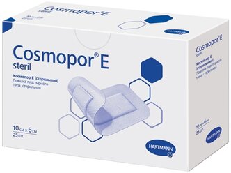 Пластырная повязка на рану COSMOPOR E steril (Космопор Е) для стерильного ухода при повреждениях кожи и послеоперационными ранами: 10 х 6 см; 25 шт.