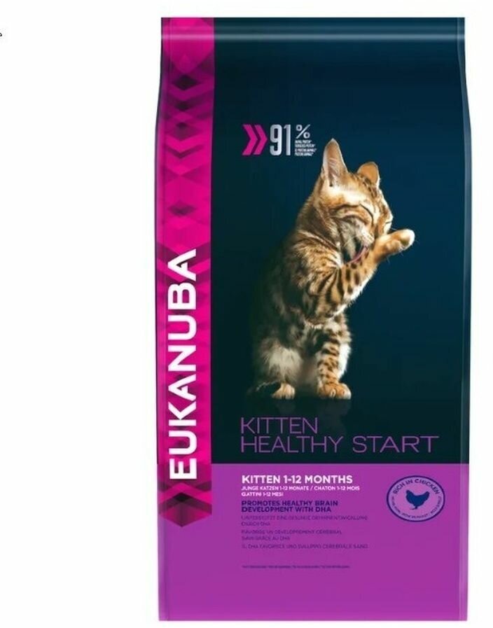 Корм для котят Eukanuba Kitten Healthy Start сбалансиованный сухой, 400 г