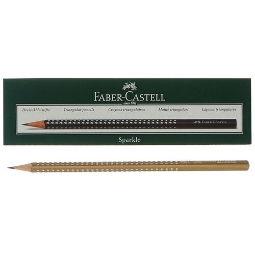 Карандаш чернографитный Faber-Castell Sparkle pearl gold B, трёхгранный, с массажными шашечками, золотой, в картонной коробке faber castell карандаш чернографитный sparkle b 12 шт жемчужно бирюзовый 1 шт