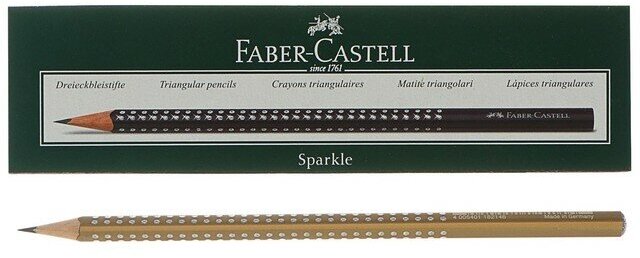 FABER-CASTELL Карандаш чернографитный Faber-Castell Sparkle pearl gold B, трёхгранный, с массажными шашечками, золотой