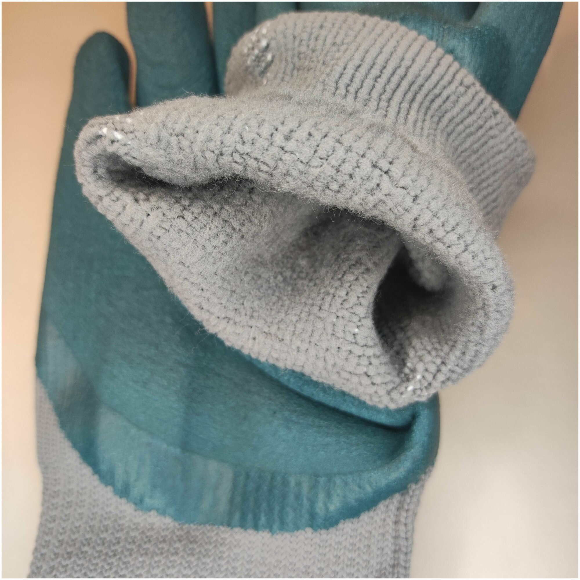 Перчатки рабочие зимние утепленные, 2 пары, серо-синие - фотография № 3