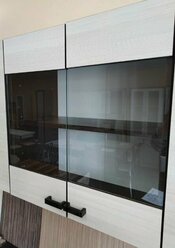 Шкаф навесной шириной 80 см, с стеклом, венге/лоредо