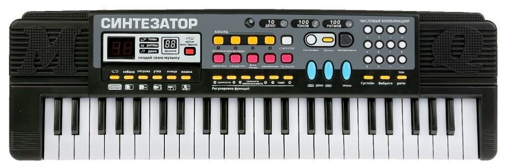 Электронный синтезатор, 49 клавиш, микрофон, Играем вместе