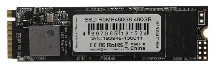 SSD накопитель AMD Radeon R5MP480G8 480ГБ, M.2 2280, PCIe 3.0 x4, NVMe, M.2