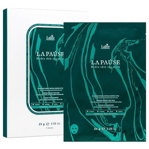 Купить La'dor увлажняющая тканевая маска La-Pause Hydra Skin Spa с морским коллагеном и кипарисовой водой, 25 г, 5 шт.