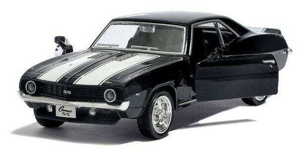 Машина металлическая CHEVROLET CAMARO SS, 1:32, открываются двери, инерция, цвет чёрный