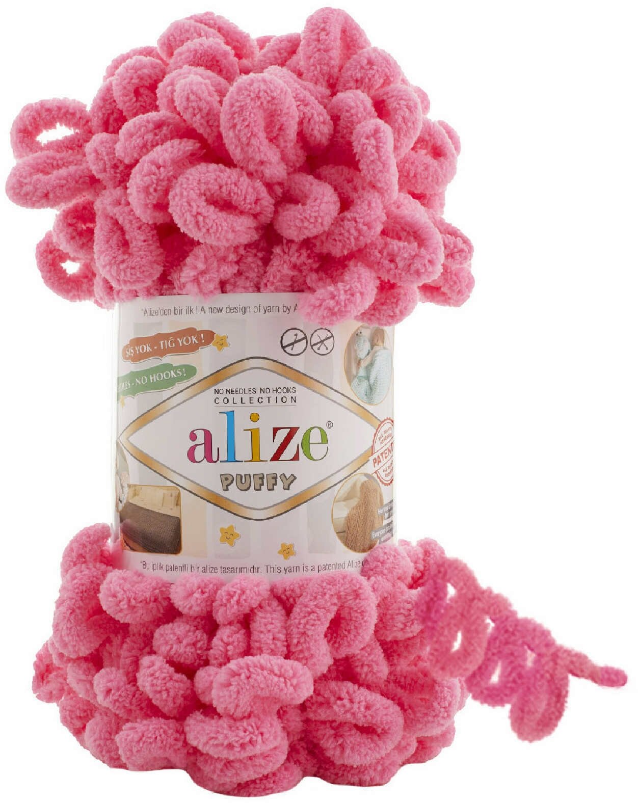 Пряжа Alize Puffy ярко-розовый (377), 100%микрополиэстер, 9м, 100г, 1шт