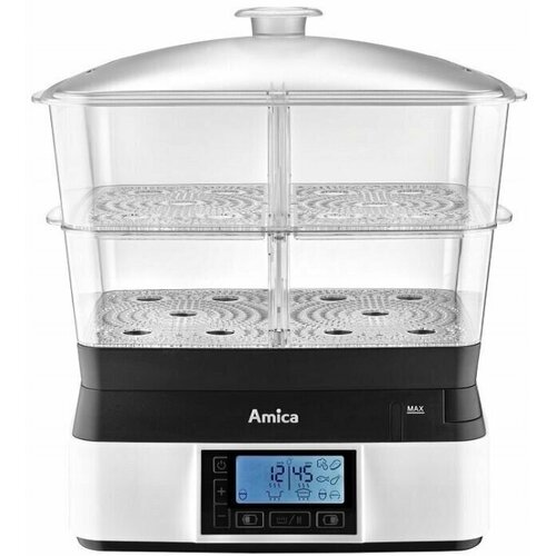 пароварка braun fs3000wh белая Пароварка электрическая Amica PT4011, белая 1800Вт