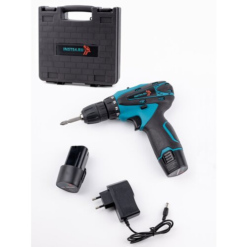 Аккумуляторная дрель-шуруповерт, пистолетная рукоять, 12В, 2 АКБ 1.5А/ч, ЗУ, кейс ИНСТ54 INDSP12V15A-2