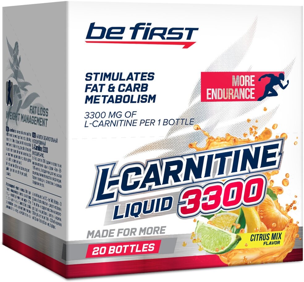 L-Карнитин жидкий Be First L-Carnitine Liquid 3300 mg 20 х 25 мл, Цитрусовый микс