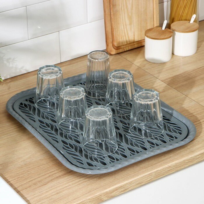 Альт-Пласт Поднос с вкладышем для сушки посуды «Колос» 455×36 см цвет микс