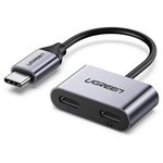 Разветвитель Ugreen CM232 (60165) USB-C One-Two Converter серый - изображение