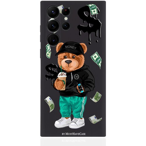 Черный силиконовый чехол MustHaveCase для Samsung Galaxy S23 Ultra Tony Bear/ Мишка Тони