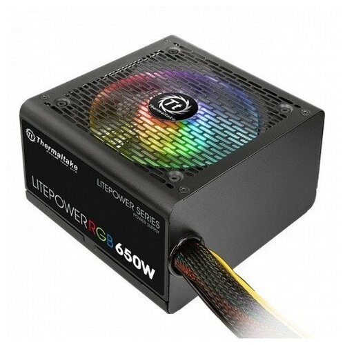 Блок питания Thermaltake Litepower RGB 650W (24+4+4pin) APFC 120mm fan color LED 5xSATA RTL PS-LTP-0650NHSANE-1