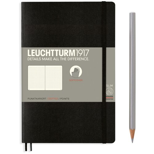 Блокнот Leuchtturm Paperback B6+ 61л в точку мягкая обложка Черный