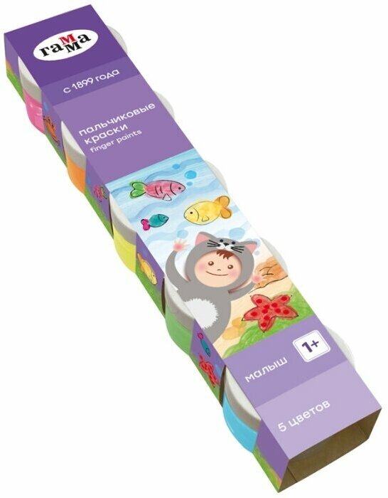 Краски пальчиковые Гамма "Малыш", 1+, 05 цветов, 50мл, картон. упаковка