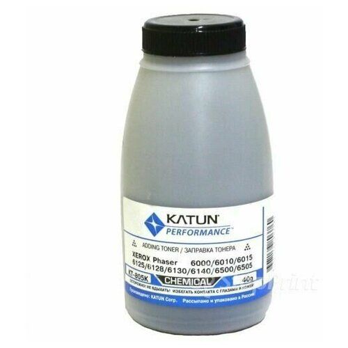 Katun KT-805K тонер (Xerox Phaser 6000) черный 40 гр (совместимый) тонер katun для xerox phaser 6000 6010 6015 6125 6128 6130 6140 6500 6505 magenta химический фл 30г фас россия