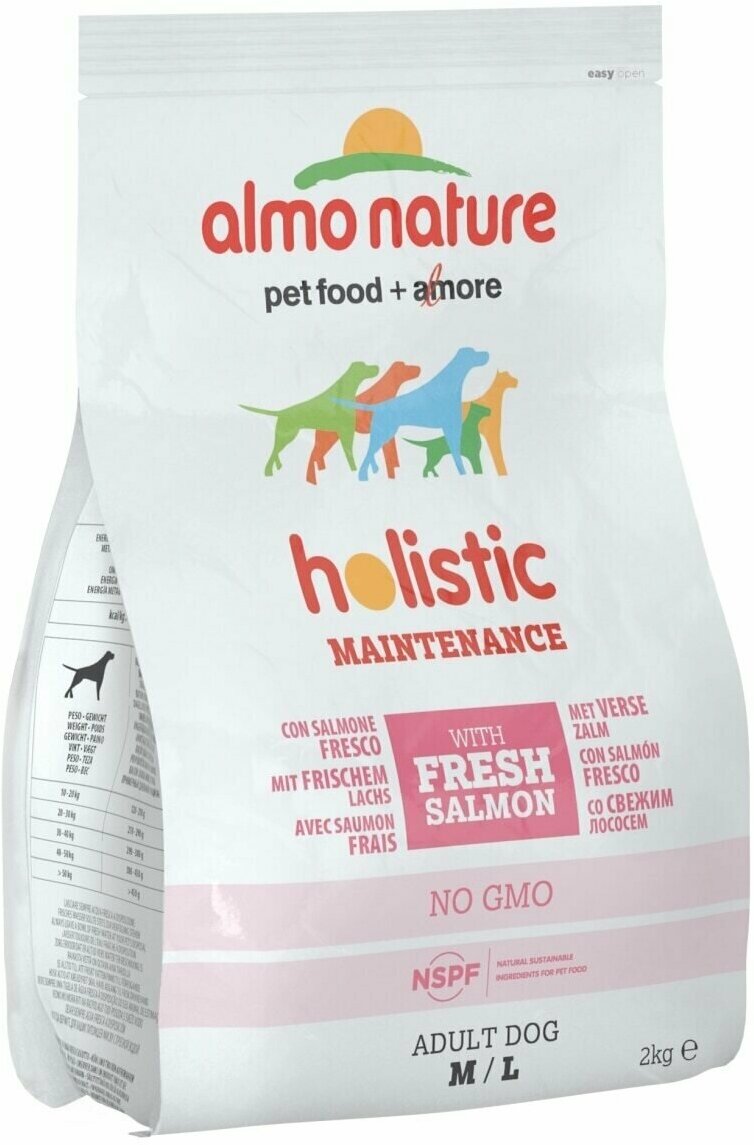 Almo Nature Для Взрослых собак с Лососем (Holistic - Medium&Salmon) 2 кг
