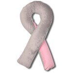 Подушка для беременных Body Pillow формы U с комбинированной серо-розовой наволочкой из плюша, с наполнителем 