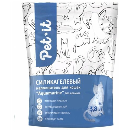 Pet-it Aquamarine силикагелевый наполнитель для кошек, без аромата 3,8л (1,6кг)