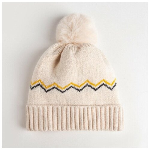 MINAKU Шапка детская MINAKU Зигзаги р-р 50-52 цвет молочный 1008₽