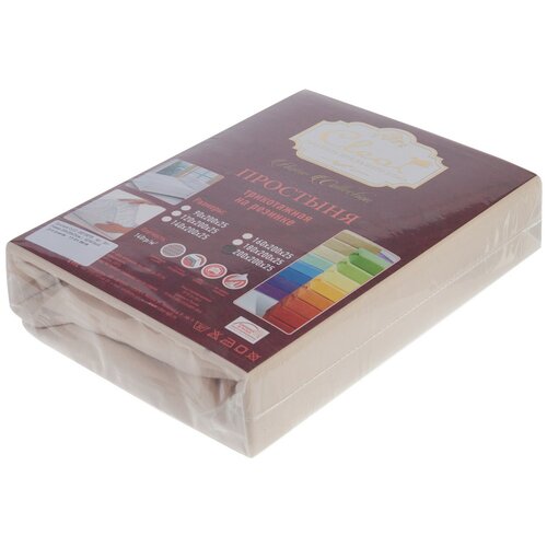 фото Простыня cleo трикотажная на резинке 140 гр 200х200 см бежевый