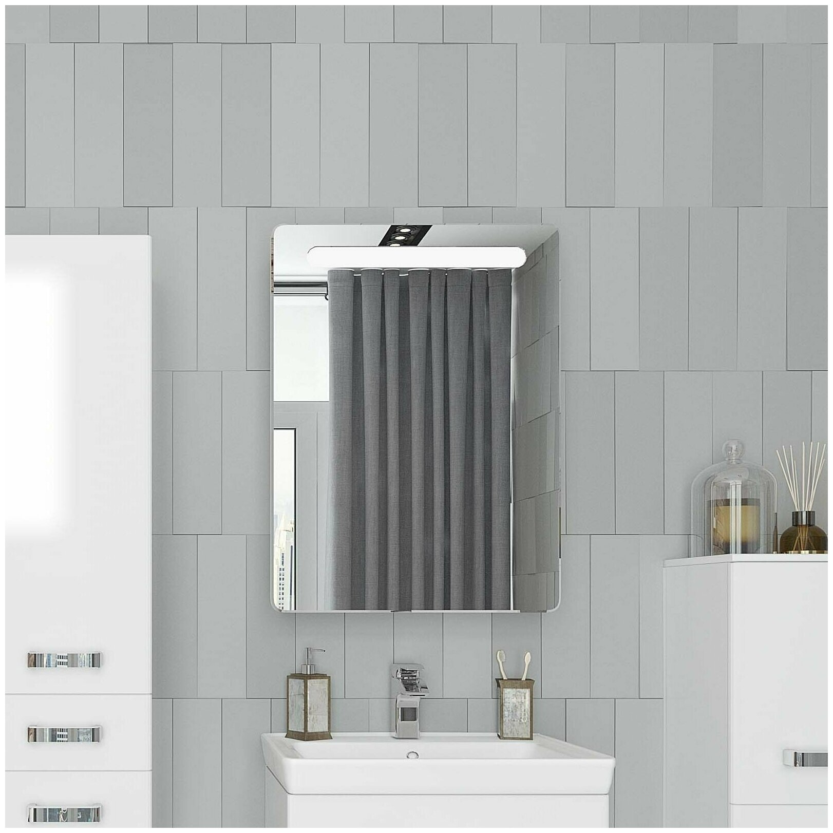 Шкаф-зеркало в ванную с подсветкой левый AQUATON Америна 60 1A135302AM01L