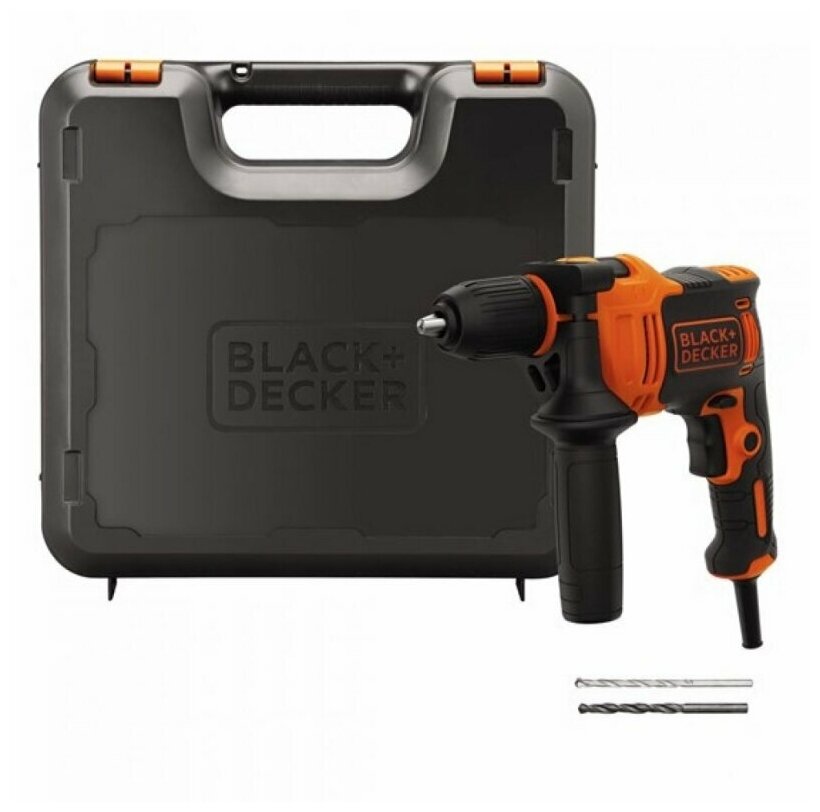 Дрель ударная BLACK+DECKER Omega BEH550K, набор сверл, кейс - фотография № 8