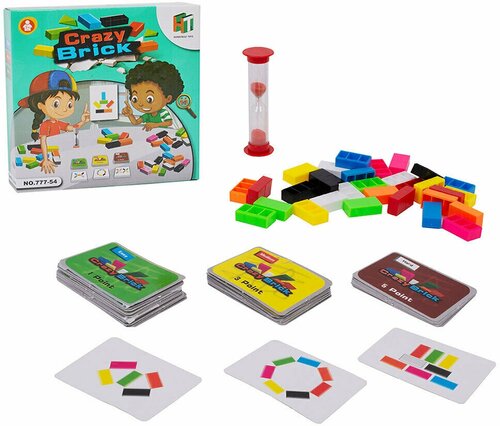 Игра настольная развлекательная детская развивающая обучающая цветные кирпичики для одного, для компании, для семьи 777-54 TONGD