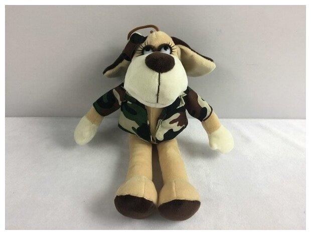 Мягкая игрушка Teddy Собака в камуфляжном костюме, 18 см - фото №3