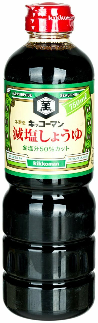 Соевый соус Kikkoman с пониженным содержанием соли, натурального брожения, 750мл, Япония.