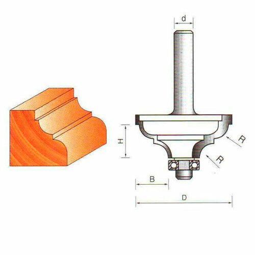 Фреза Globus 2103 R8 кромочная калевочная фреза globus 1010 d16 i15 d8 r8