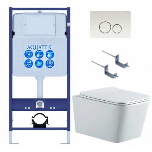 SET AQUATEK либра N KDI15(рама AQUATEK Standard INS 0000012 с клавишей KDI 0000015 и крепежом KKI 0000002+унитаз либра AQ0530N 00 с тонким сиденьем sc