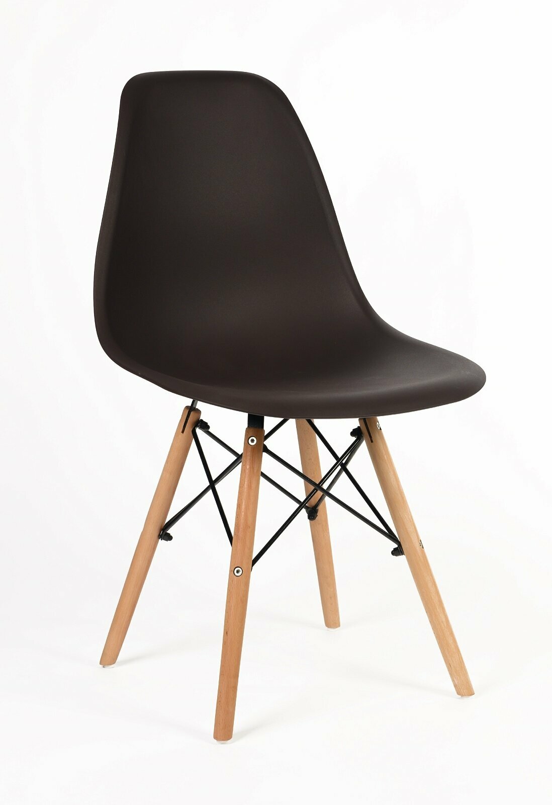 Стул для кухни со спинкой СтулБержи EAMES DSW, деревянные ножки, горький шоколад, пластиковый